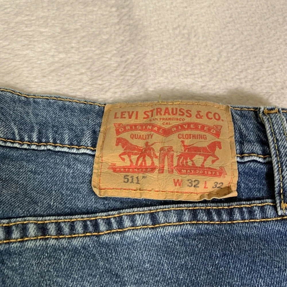 Levis 511 Jeans Mens 32x32 Blue Medium Wash Slim‎ Taper Stretch Denim Zip Fly